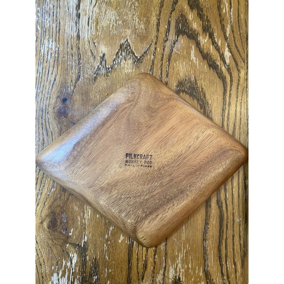 Vintage Filkcraft Monkey Pod Wooden Square Trays Philippines - Picture 3 of 11